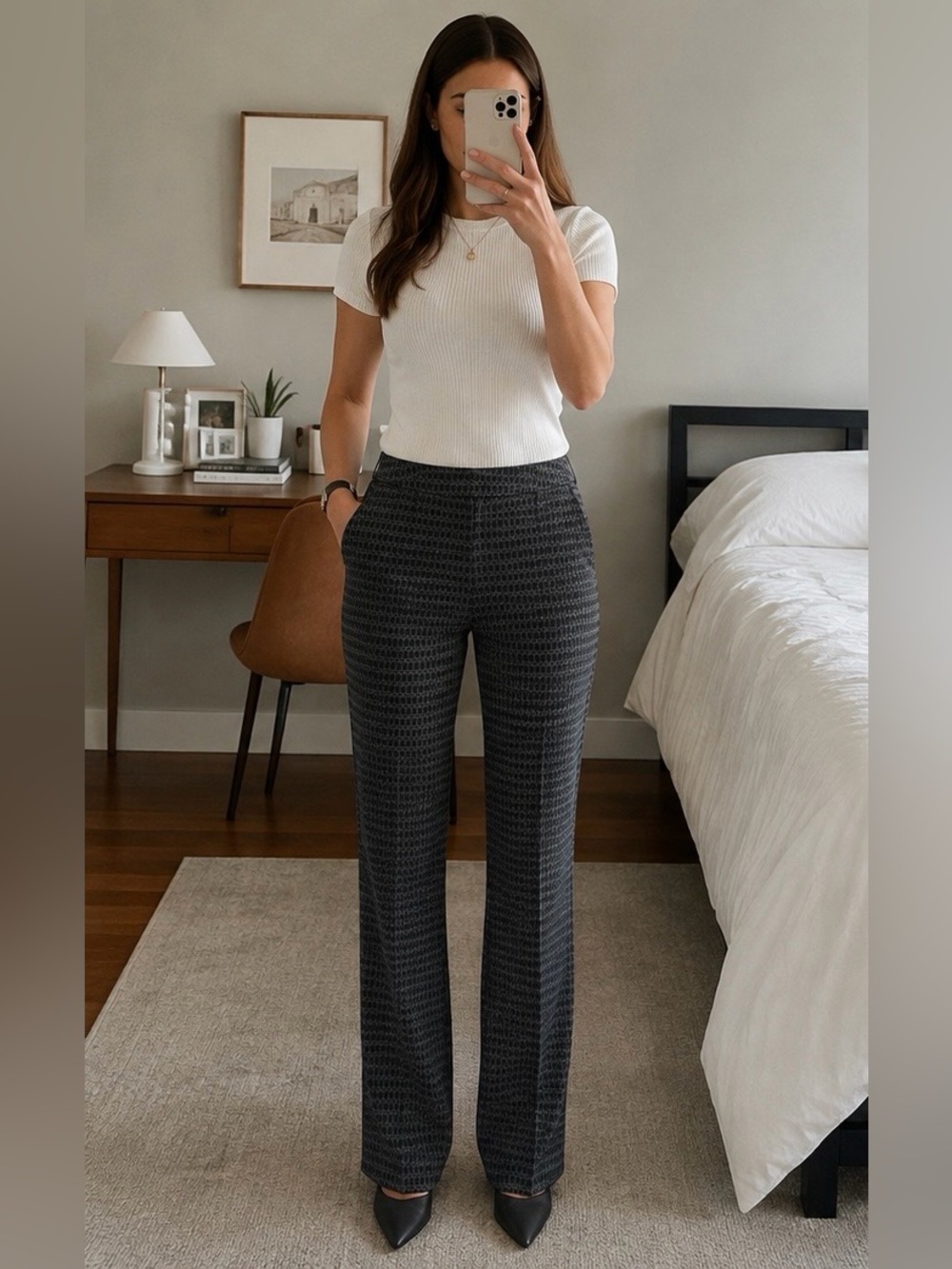 NWT Lafayette 148 New York Black Multi Patterned Straight Leg Pants Size 6
